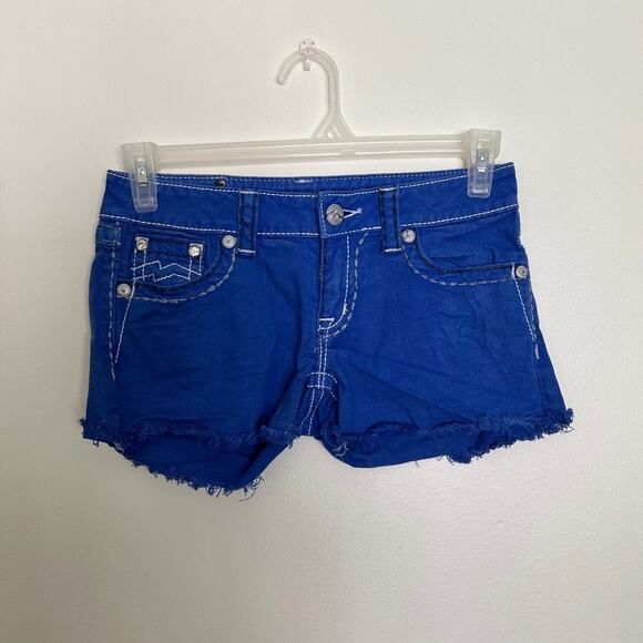 Miss Me Royal Blue Denim Shorts in Size 27 - Picture 1 of 8